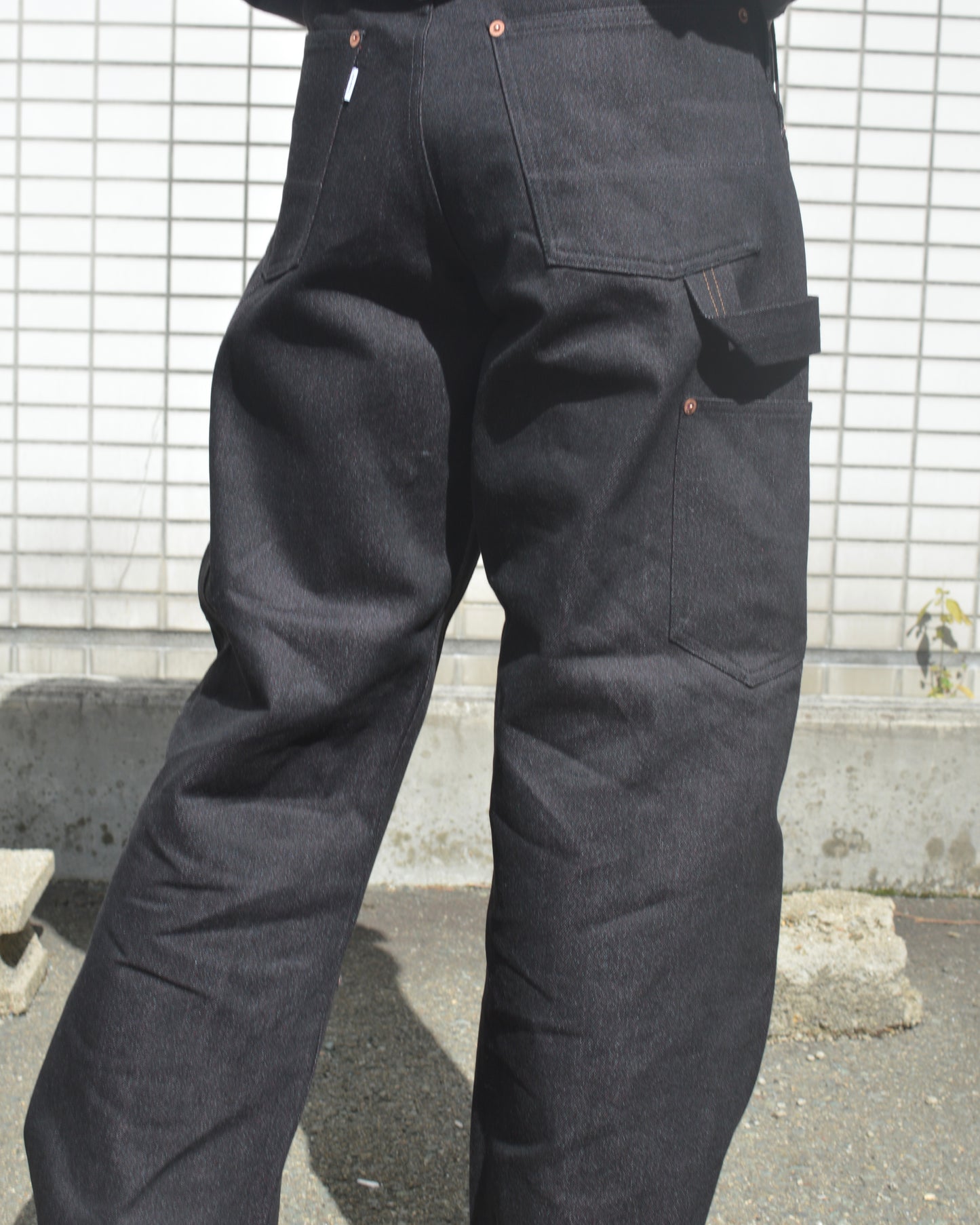 SUGARHILL TWISTED HEATHER DENIM PANTS DOUBLE KNEE  RED x BLACK