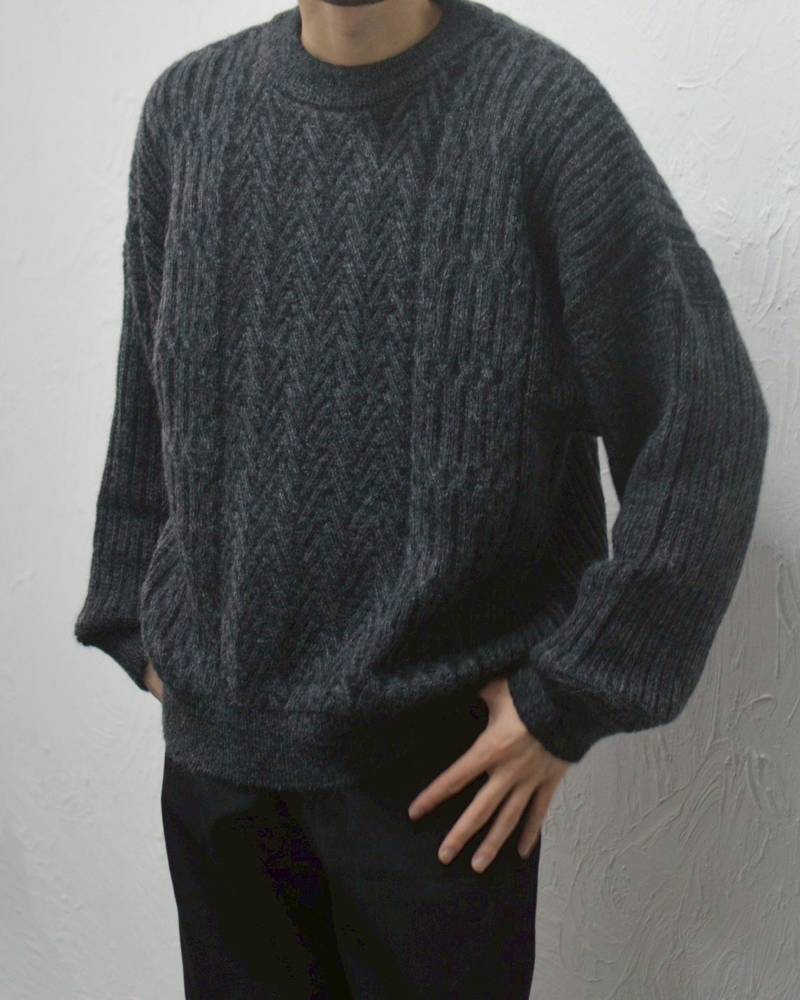 YASHIKI Sekkei mohair knit BLACK