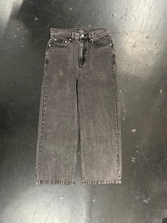 CODA BLACK ACID WASH BREAK CUT STRAIGHT JEANS