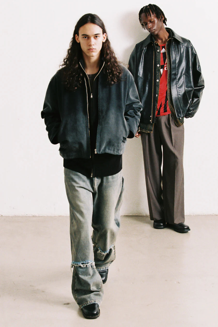 CODA FADED BLACK DAMAGED CANVAS CREW JACKET