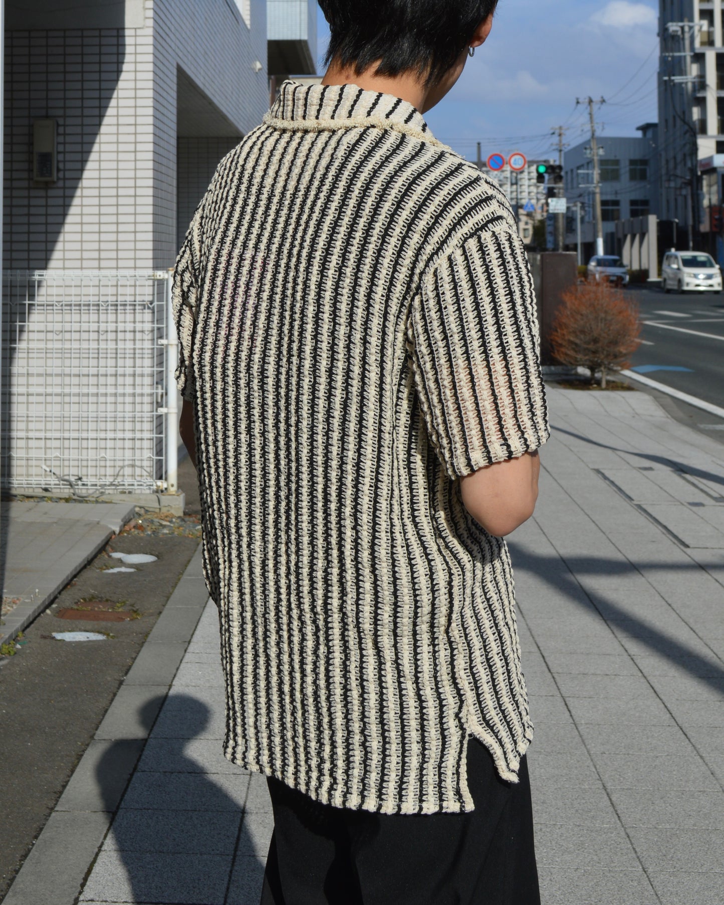 ADSB SHEER STRIPE KNIT SHIRTS