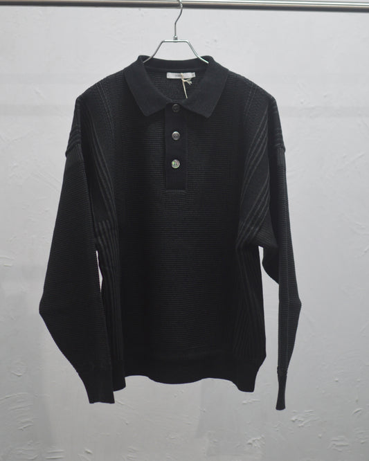 YASHIKI Akisame Knit Polo BLACK