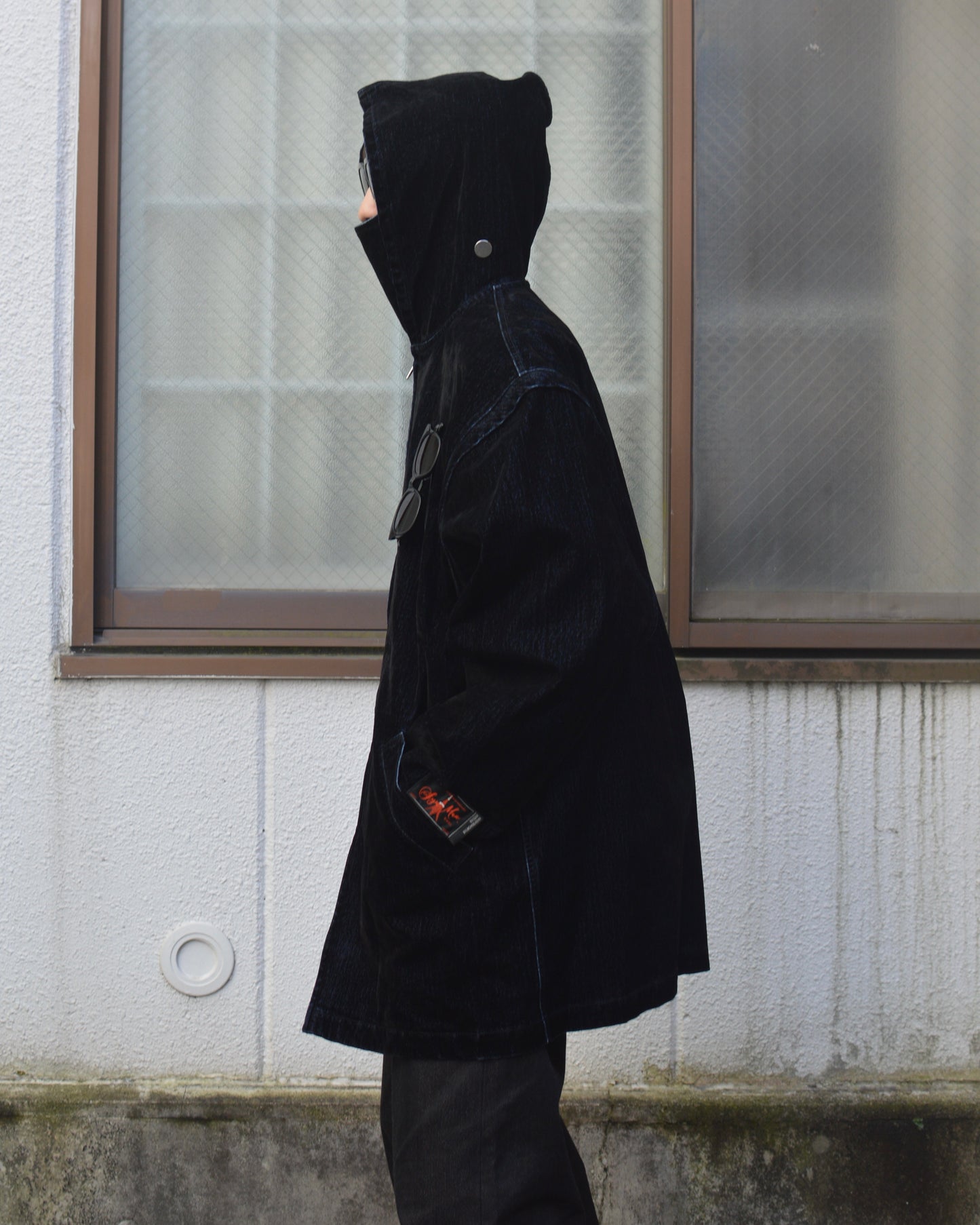 SYUMAN.　COVERED DENIM HOODIE - Coat / BLACK