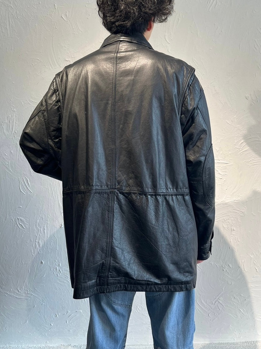 elbow patch leather coat