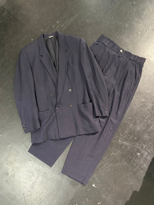 80s GIANNI VERSACE pinstripe double breasted wool set up suit