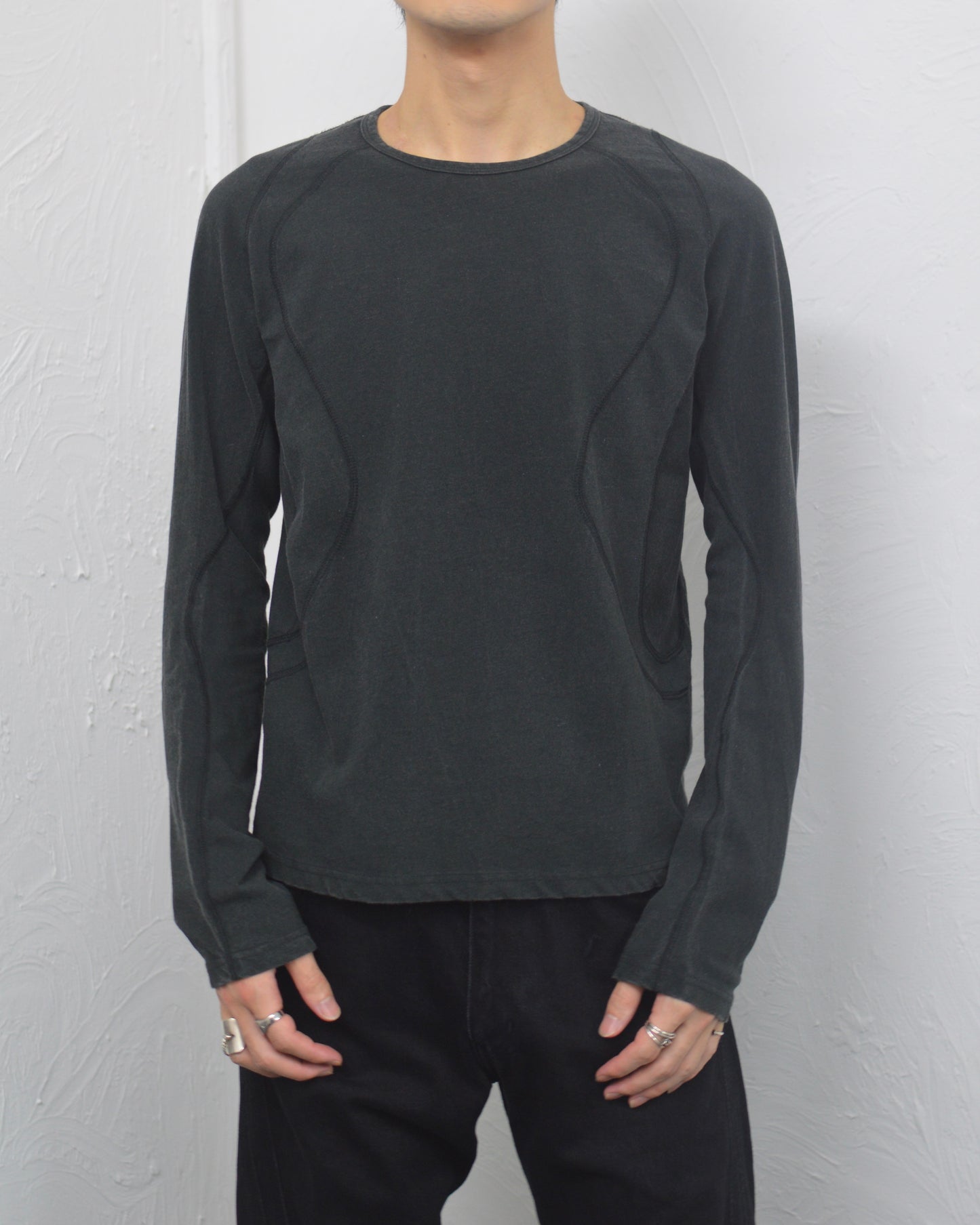 NVRFRGT PANNELD LONG SLEEVE T-SHIRT FADED BLACK