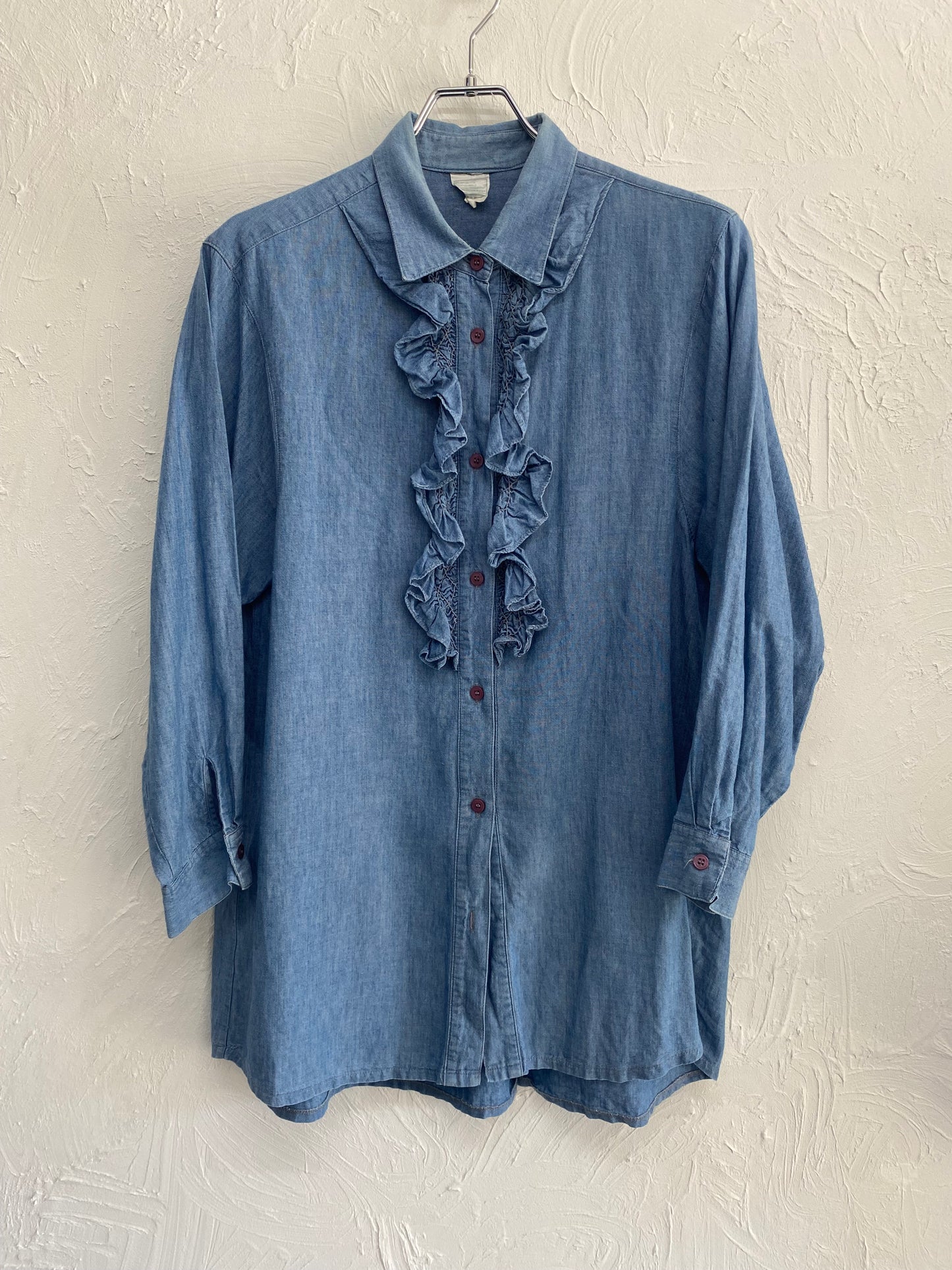 denim frill shirt