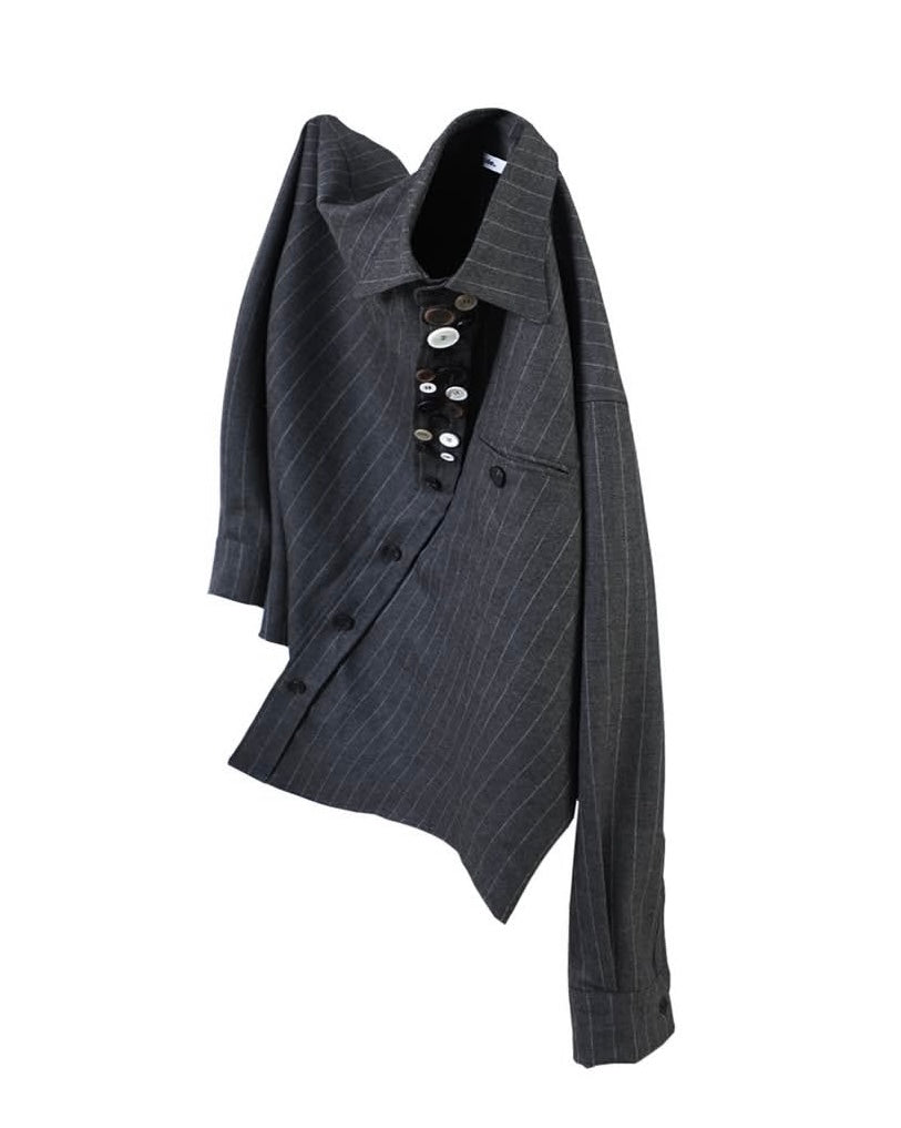side. service Numerous Button Stripe Shirt in Wool