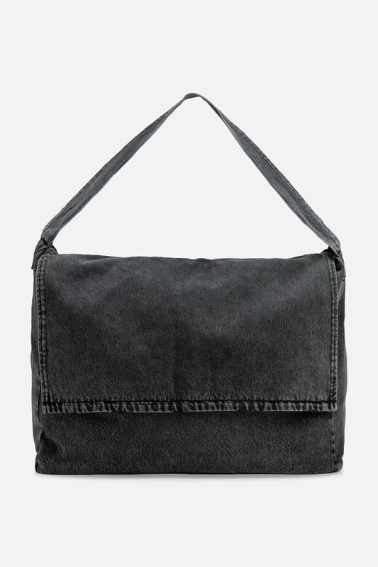 CODA BLACK ACID WASH DENIM CROSS BODY BAG