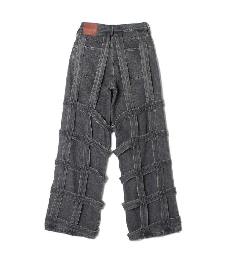 SUGARHILL CAGED DENIM PANTS BLACK