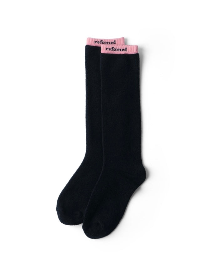 refomed REVERSIBLE LONG SOCKS BLACK