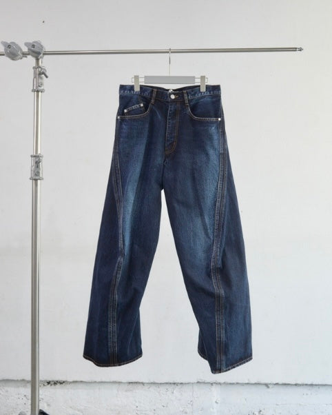 NVRFRGT　3D TWISTED WIDE LEG JEANS　DARK FADED INDIGO