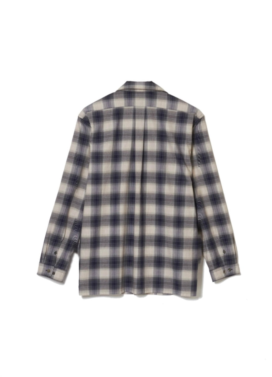 SUGARHILL / YAK OMBRE PLAID OPEN COLLAR BLOUSE