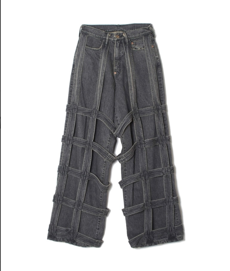 SUGARHILL CAGED DENIM PANTS BLACK