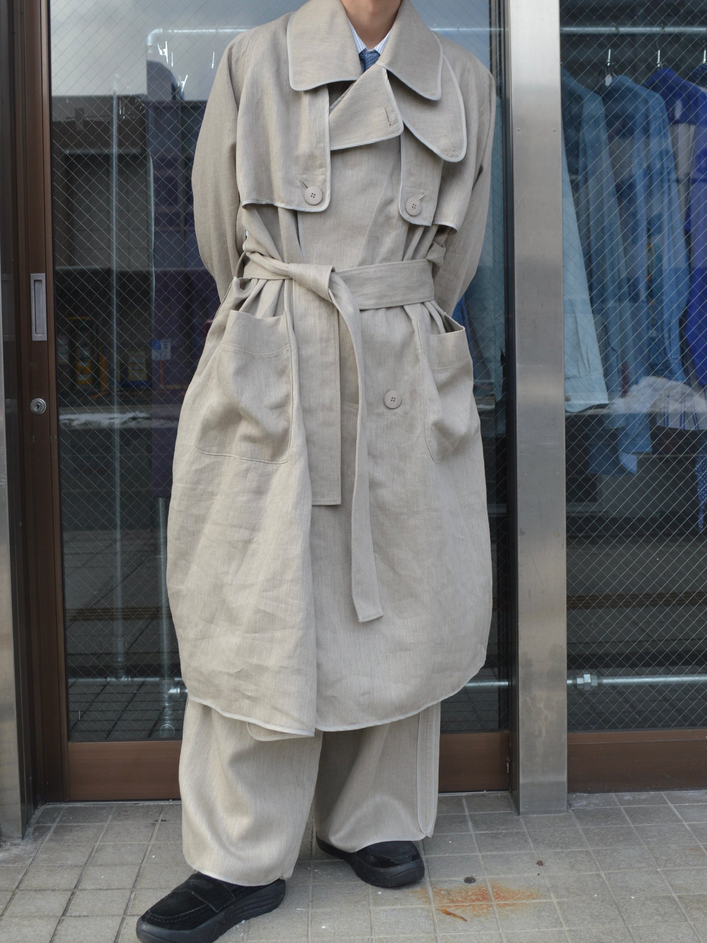 I'm here / with PIPING :LINEN TRENCH COAT / BEIGE