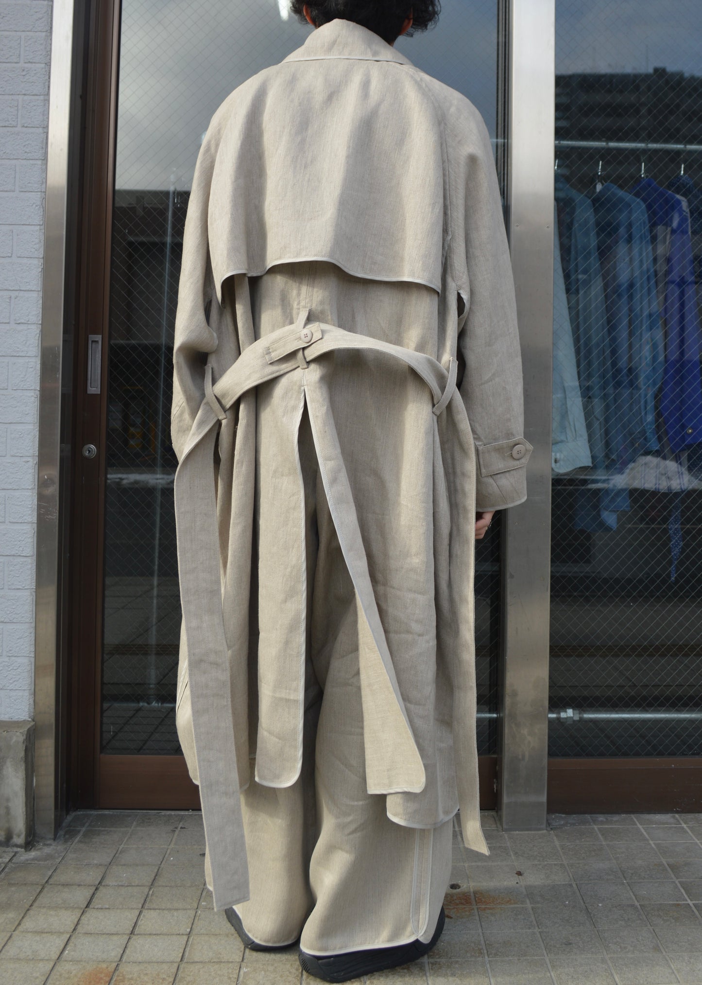 I'm here / with PIPING :LINEN TRENCH COAT / BEIGE