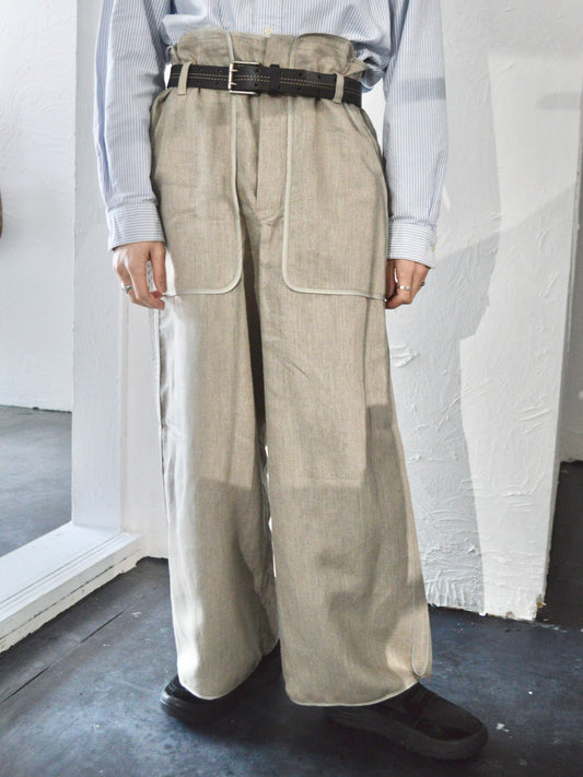 I'm here / with PIPING : LINEN PANTS / BEIGE