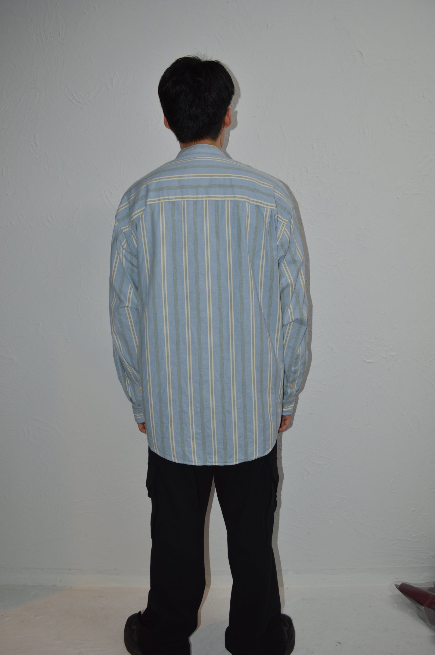 90s Eddie Bauer mulch stripe band collar shirt