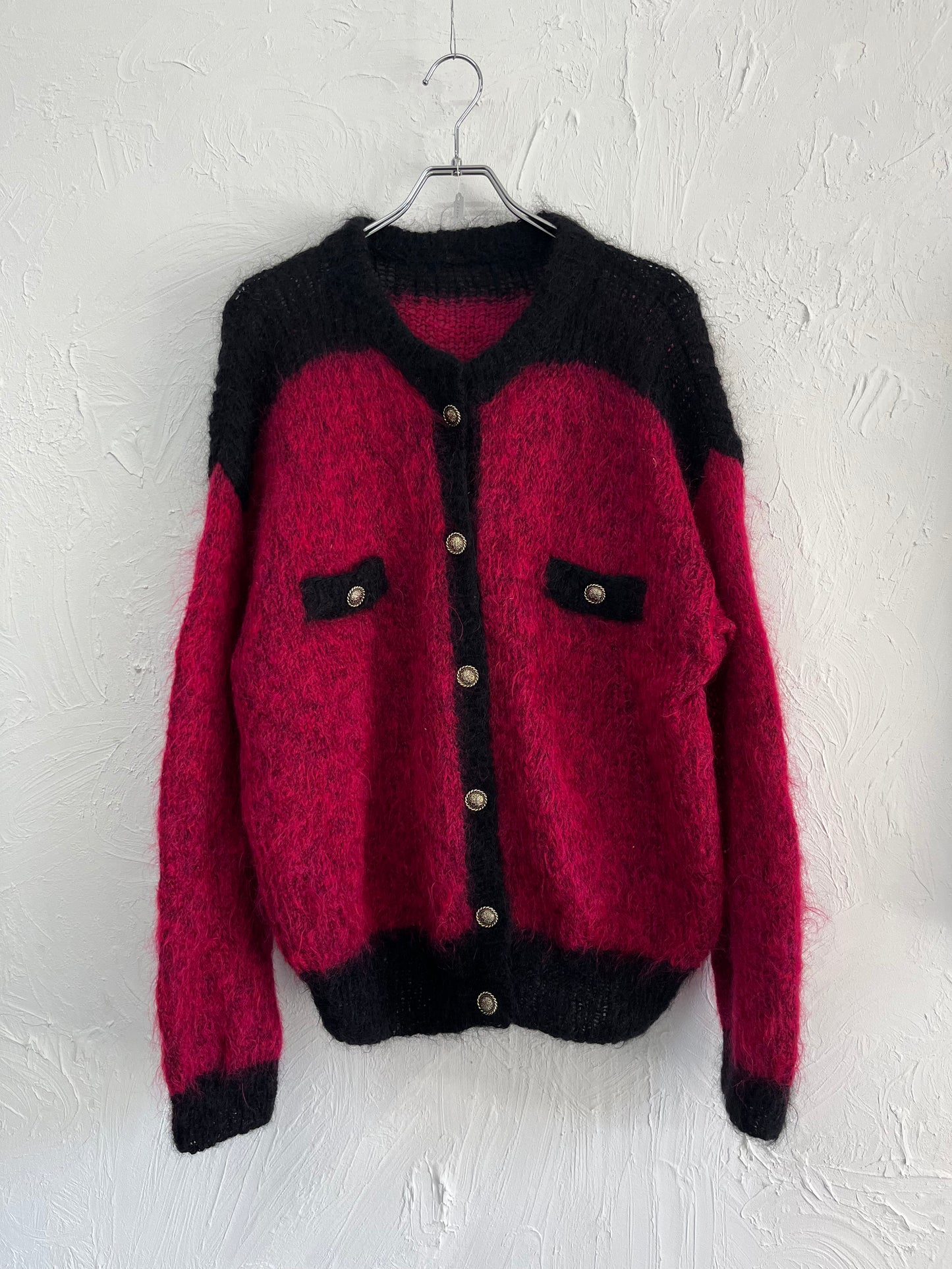 mohair crew neck cardigan