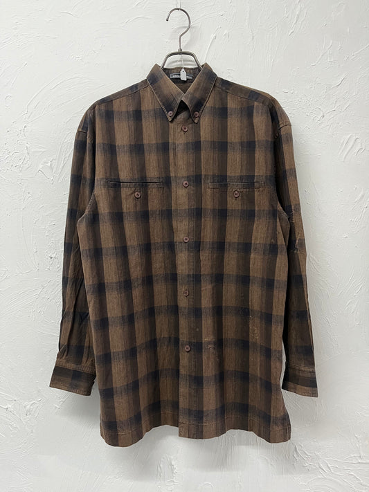 issey miyake men check button-down shirt