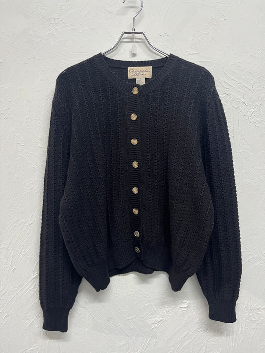 short length ramie crew neck cardigan