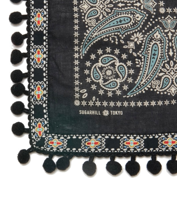 SUGARHILL POMPOM BANDANA BLACK