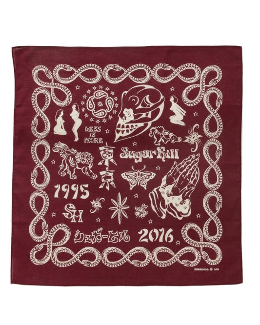 SUGARHILL TATOO FLASH BANDANA WINE