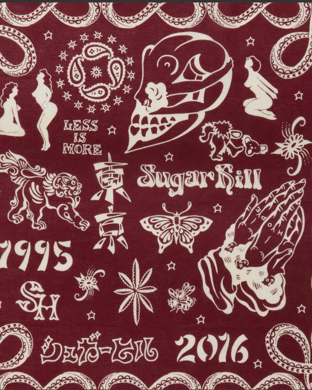 SUGARHILL TATOO FLASH BANDANA WINE