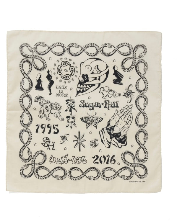 SUGARHILL TATOO FLASH BANDANA ECRU