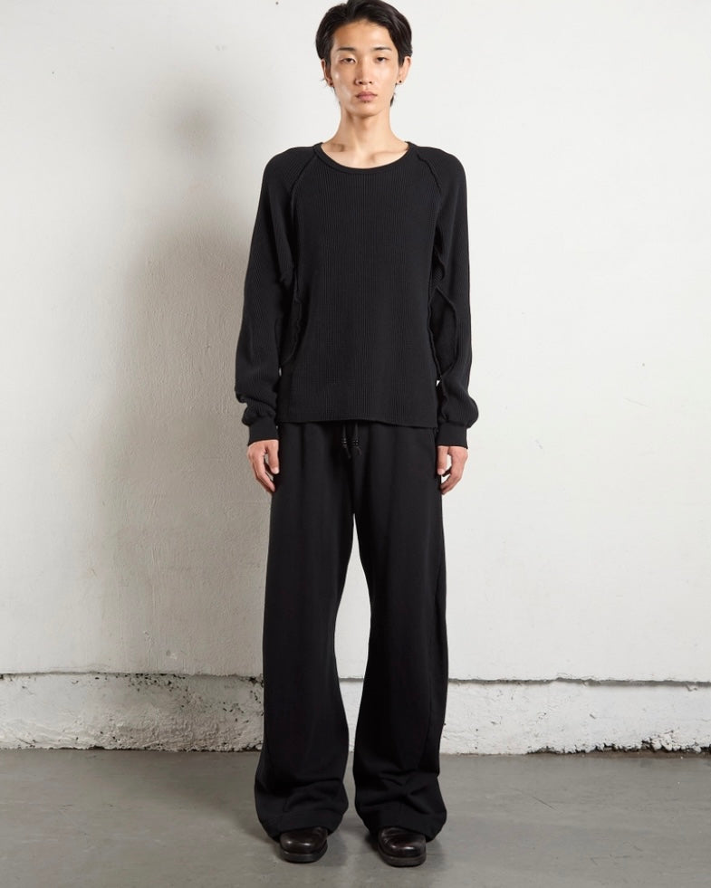 NVRFRGT / 3D TWISTED LOUNGE WIDE PANTS BLACK