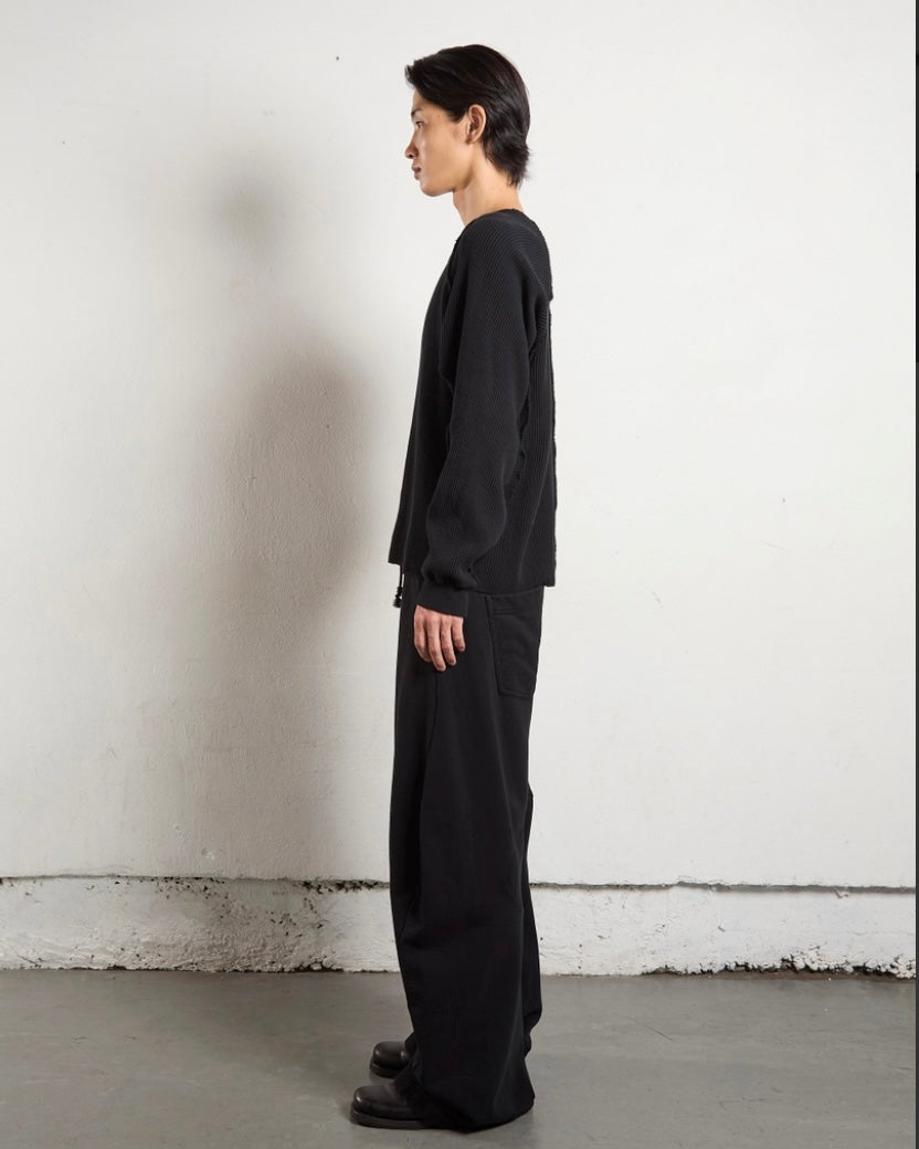 NVRFRGT / 3D TWISTED LOUNGE WIDE PANTS BLACK