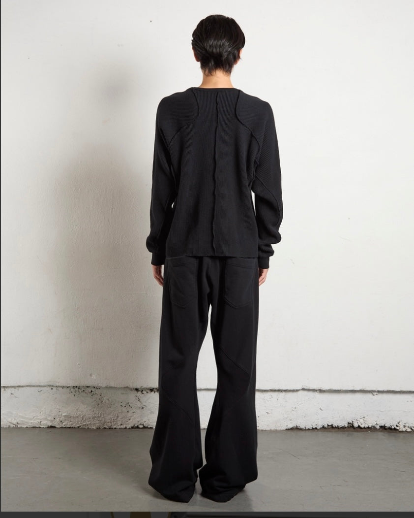 NVRFRGT / 3D TWISTED LOUNGE WIDE PANTS BLACK