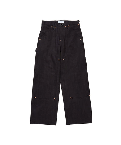 SUGARHILL TWISTED HEATHER DENIM PANTS DOUBLE KNEE  RED x BLACK