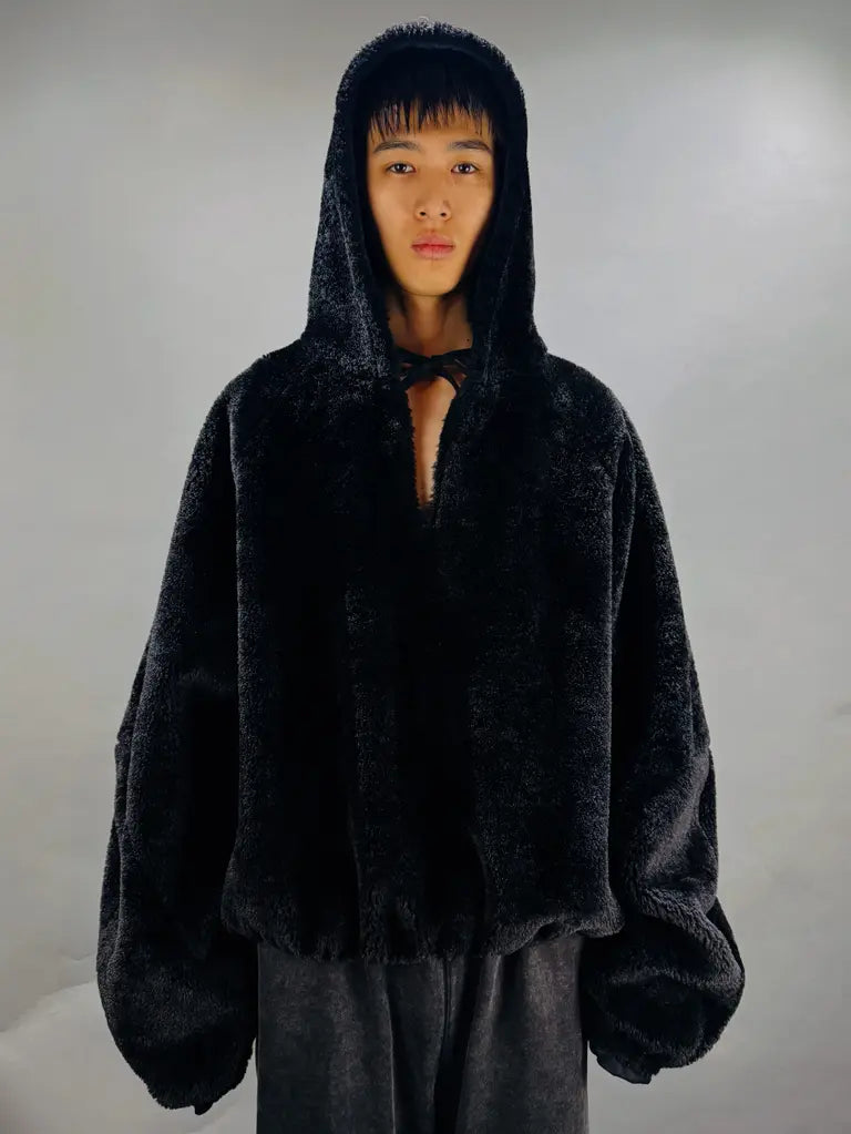 SYUMAN. REVERSIBLE HOODIE BLACK